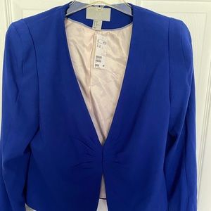 H&M collarless Blazer - Blue - 12! FITS MORE MEDIUM